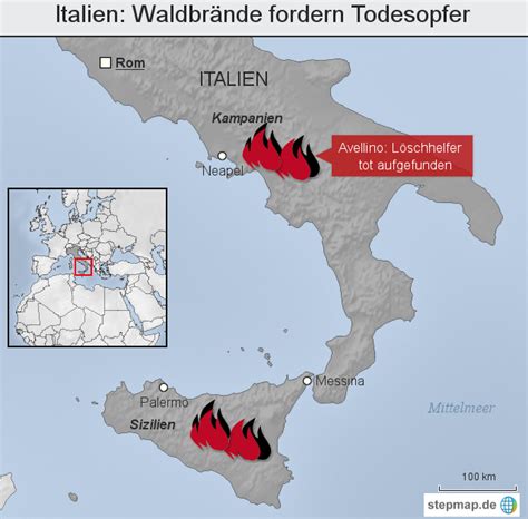 waldbrände italien aktuell karte